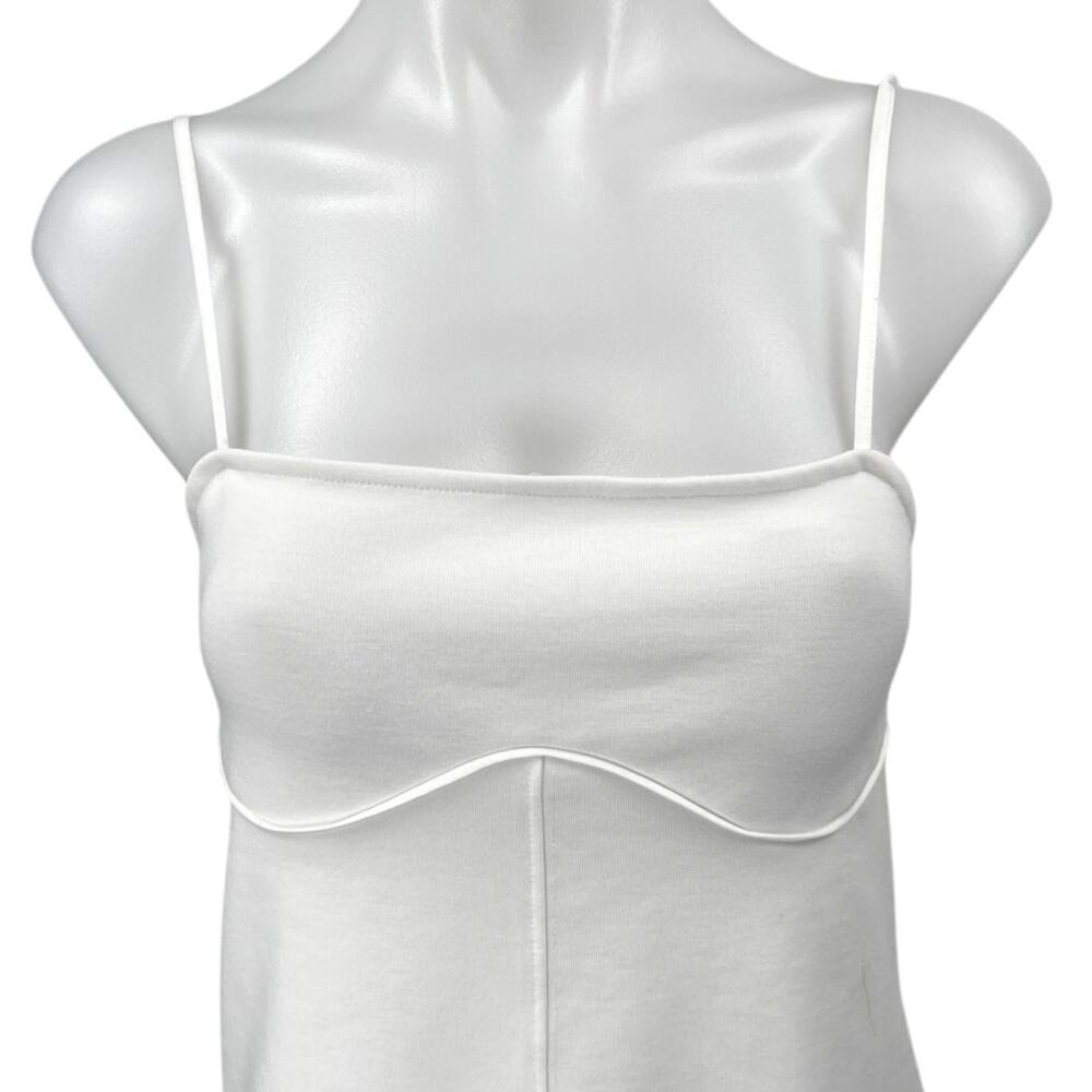 Zara White Sleeveless Square Neck Cami Camisole Slip Tank Mini Dress Size S - Picture 5 of 7